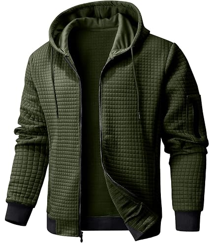 SAVKOOV Mens Lightweight Hoodie Full Zip Sweatshirt Casual Jacket